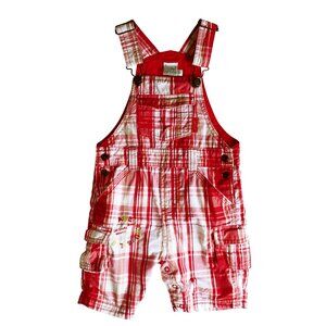 Cadet Rousselle Multiple Pockets Plaid Shortalls 18 Months